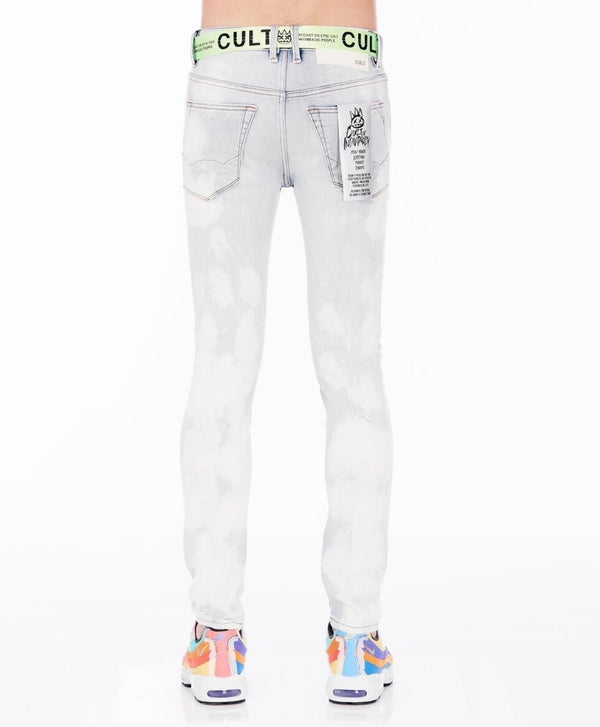 Cult Of Individuality Belted Bleach Skinny Jeans