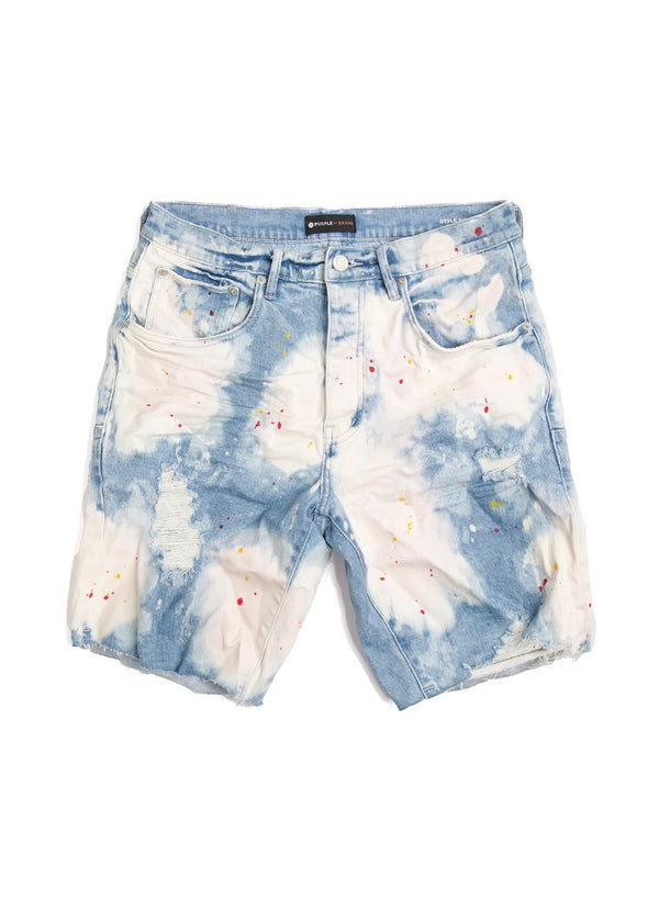 Purple Brand Light Faded Bleached Out Splatter Shorts