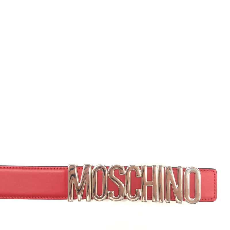 Moschino Couture Calf Logo Belt (Red)