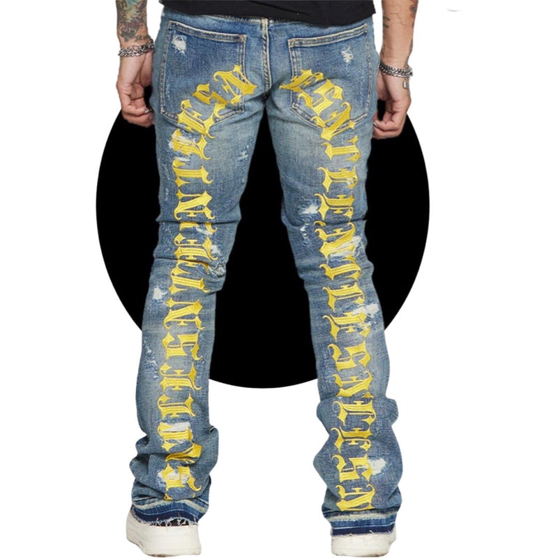 ESNTL Lab “World” Stacked Light Wash Jeans – Era Clothing Store