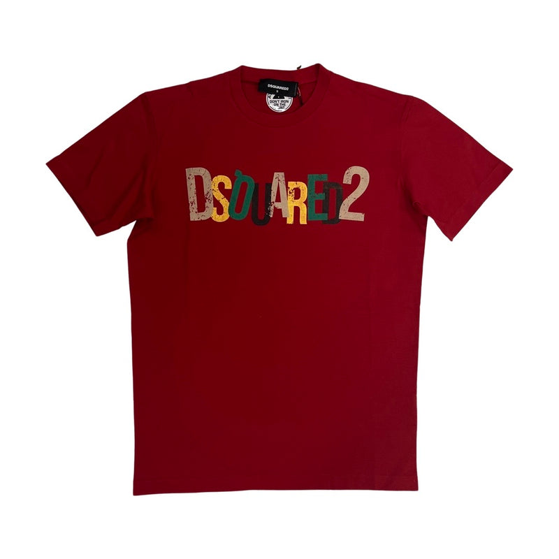 Dsquared2 Fitted Crowded Logo Tee (Red)