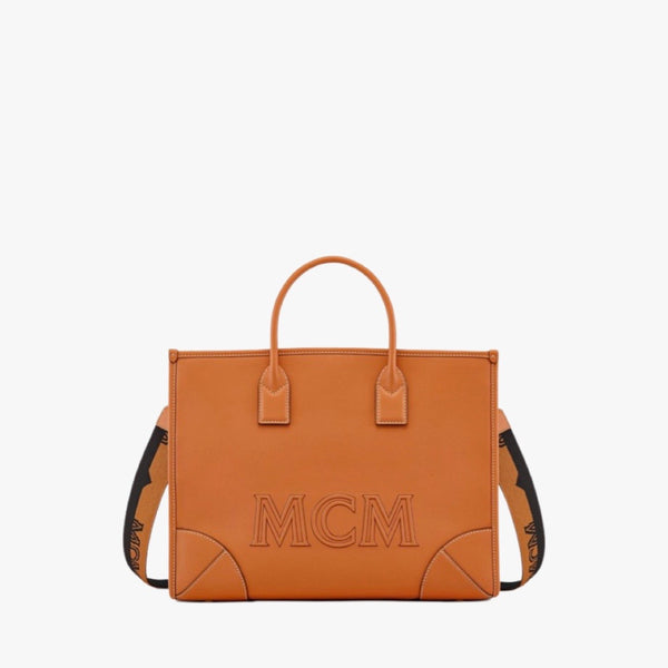 MCM Munchen Large Tote In Spanish Calf Leather (Cognac)