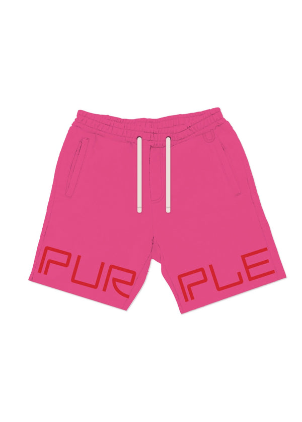 Purple Brand French Terry Wordmark Hot Pink Shorts