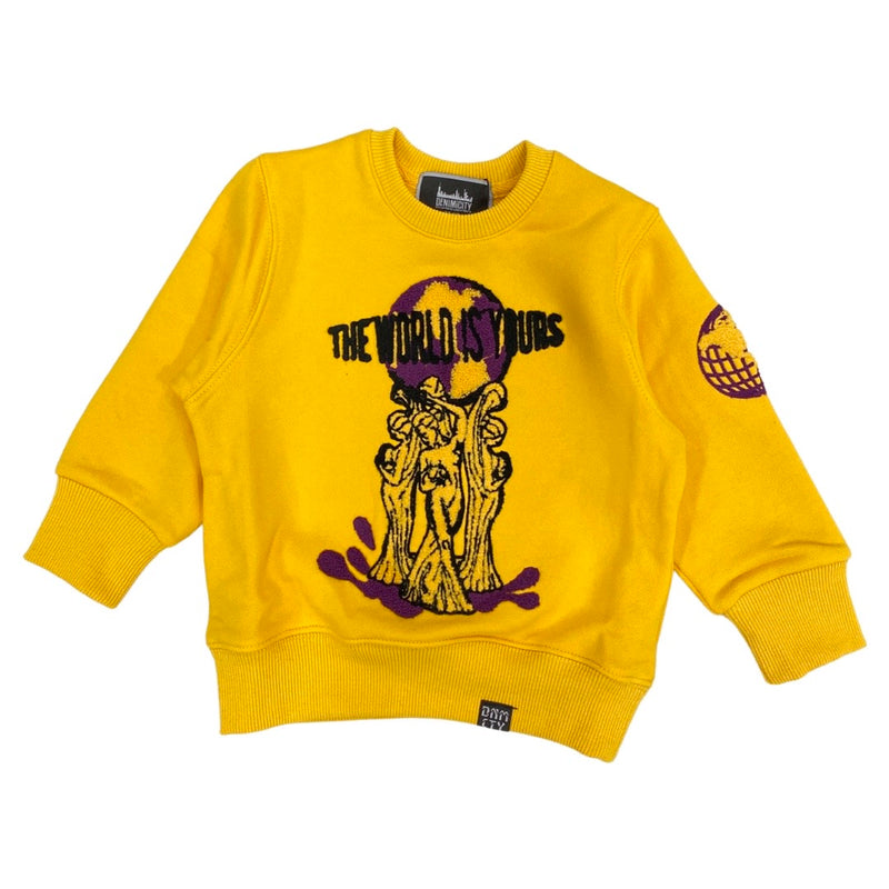 Kids World Is Yours Sweater (Purple/Yellow)