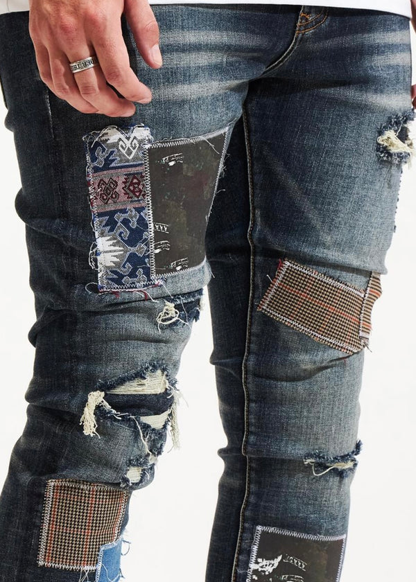 Embellish NYC Ares Indigo Patchwork Jeans (111)