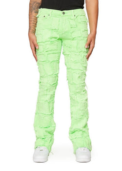 Valabasas “4444” Lime Green Stacked Jeans
