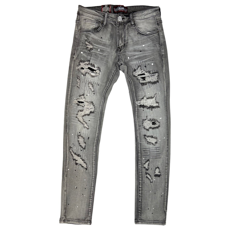 Denimicity Black Reflective Patch Jeans (K105)
