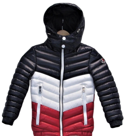 Tri Color Kids Bubble Jacket (Navy/White/Red)