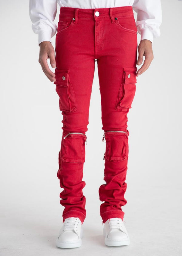 Pheelings “Never Look Back” Red Cargo Stacked Jeans