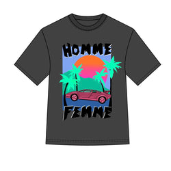 Homme Femme Paper Cut Tee In Charcoal