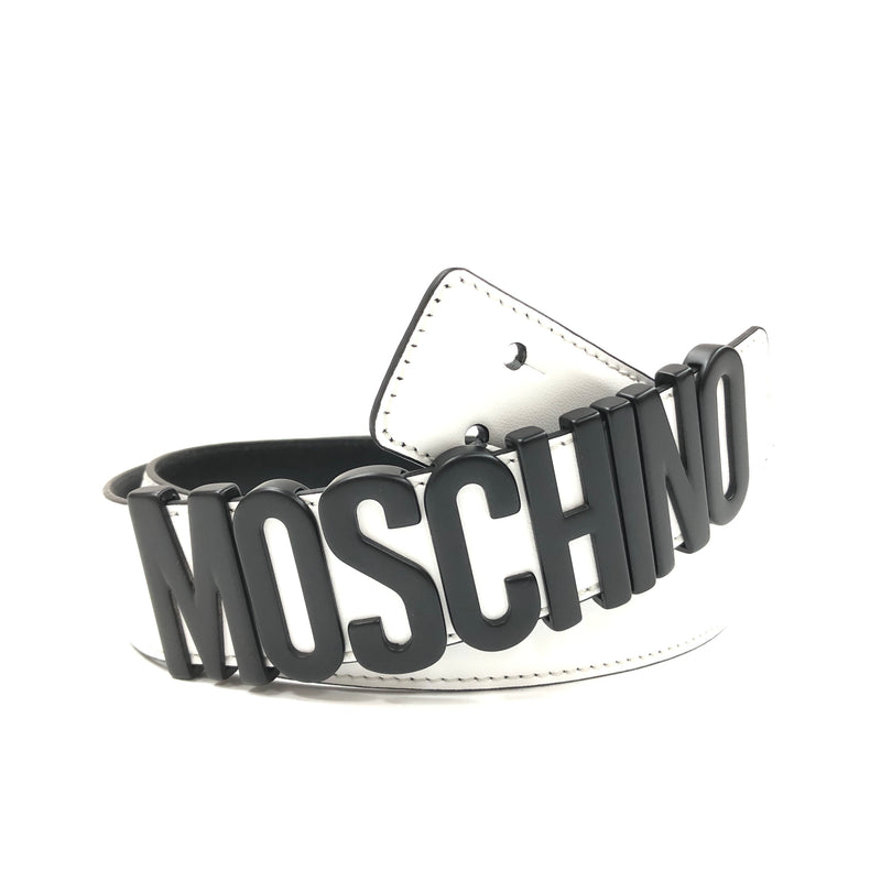 Belt In Leather With Logo (Black/White)
