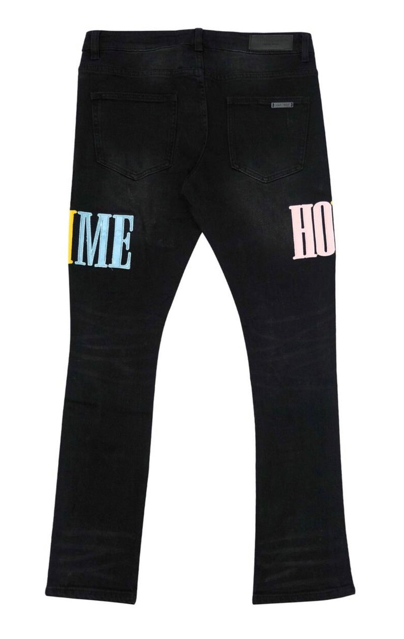 Homme Femme Multi Letterman Jeans (Black)