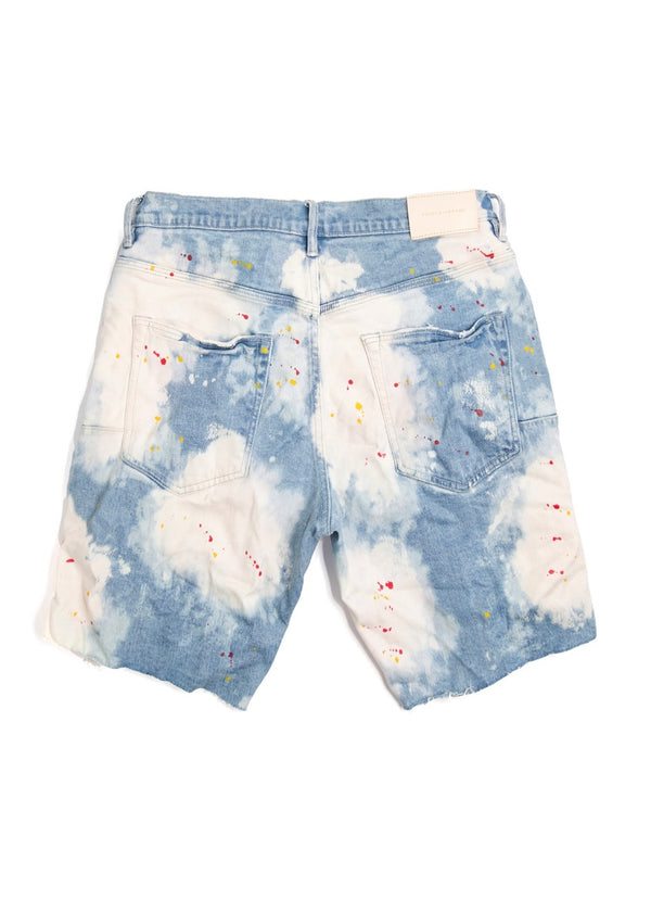 Purple Brand Light Faded Bleached Out Splatter Shorts