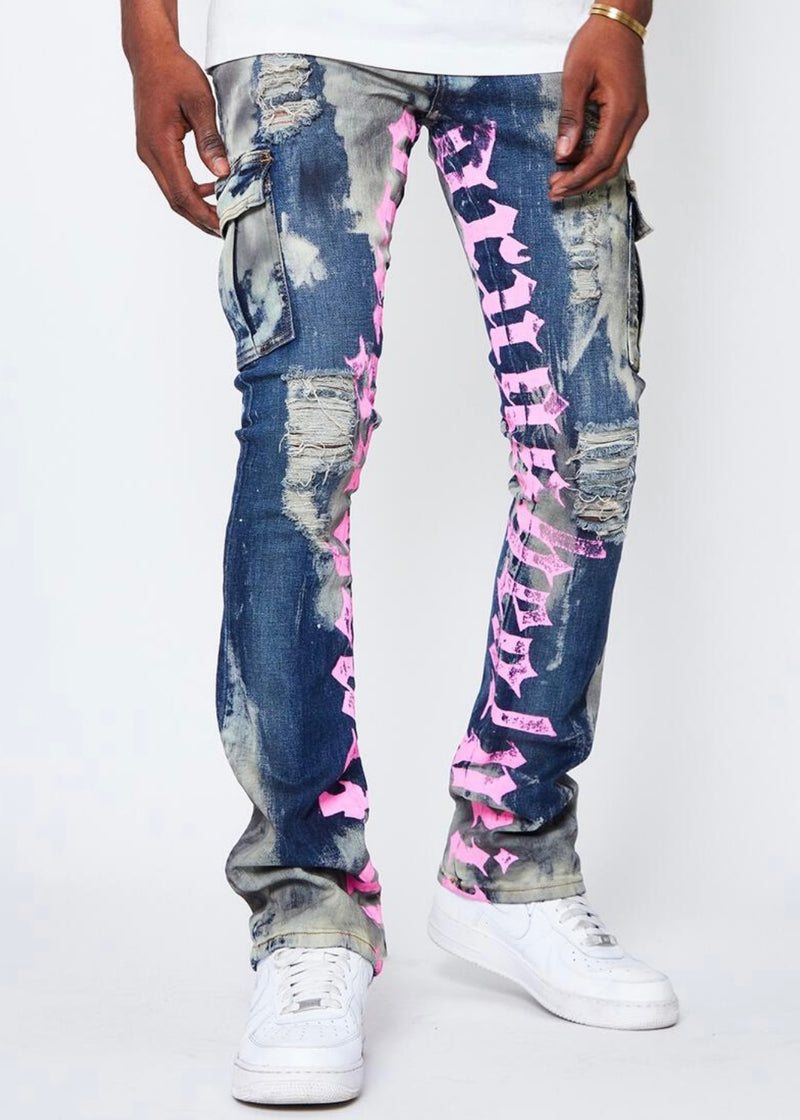 Golden The Extendo Cobain Cargo Jeans (Pink Letters)