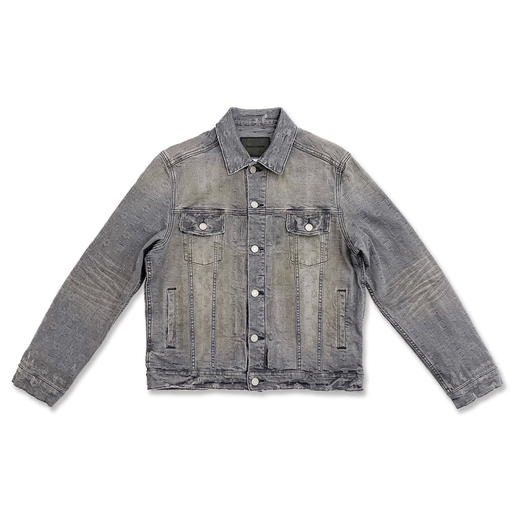 ジャケット・アウター Denim Trucker Jacket Overdyed Purple L Purple Brand Washed Grey Jacquard Trucker Jacket – Era Clothing Store