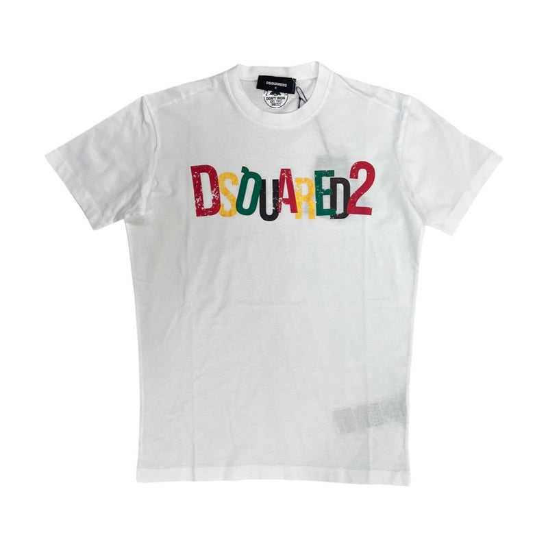 Dsquared2 Fitted Crowded Logo Tee (White)