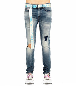 Cult Of Individuality Moss Belted Skinny Jeans