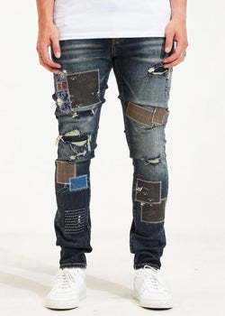 Embellish NYC Ares Indigo Patchwork Jeans (111)