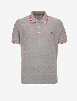 Bally Stripe Detail Polo Shirt (Grey/Red)