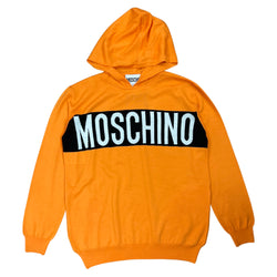 Cotton Hooded Sweater With Contrast Logo (Orange)