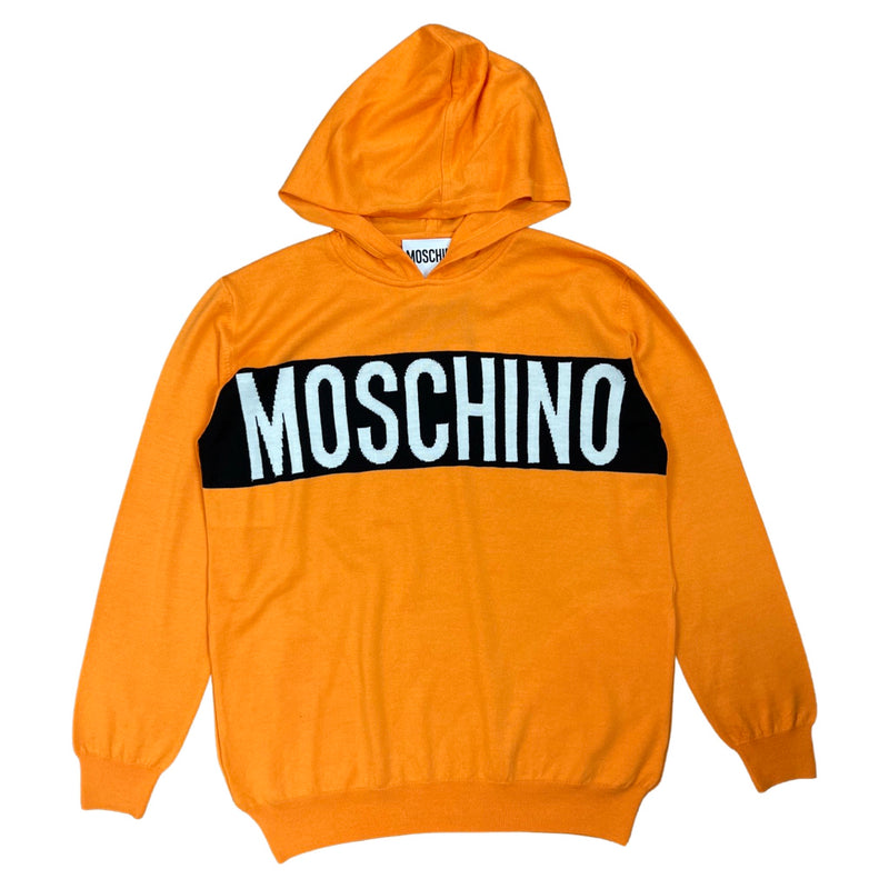 Cotton Hooded Sweater With Contrast Logo (Orange)
