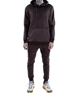 Hideout Cocoa Brown Blessed Velour Jogging Set