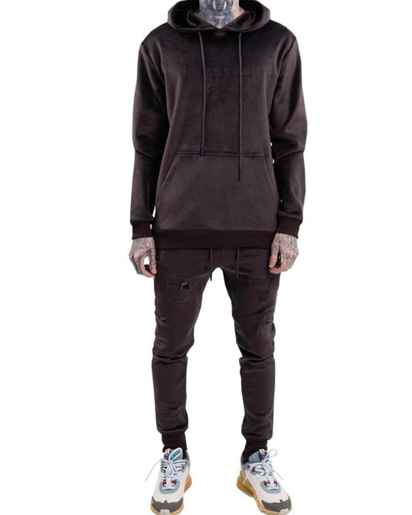 Hideout Cocoa Brown Blessed Velour Jogging Set
