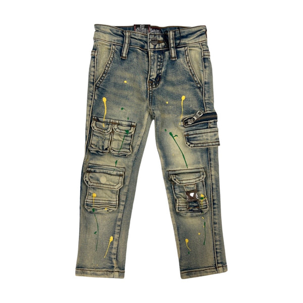 Kids Denimicity Cargo Jeans (Green/Yellow)