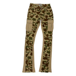 Reelistik Tan Green Army Cargo Stacked Jeans (RST5004)