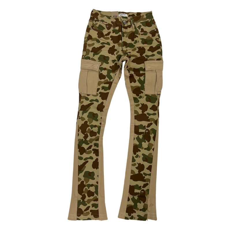 Reelistik Tan Green Army Cargo Stacked Jeans (RST5004)