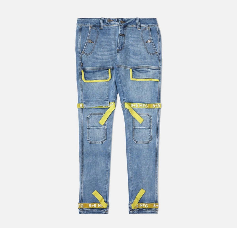 8&9 Strapped Up Utility Denim (Blue/Yellow)