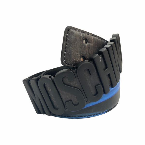Belt In Leather With Logo (Blue Splatter)