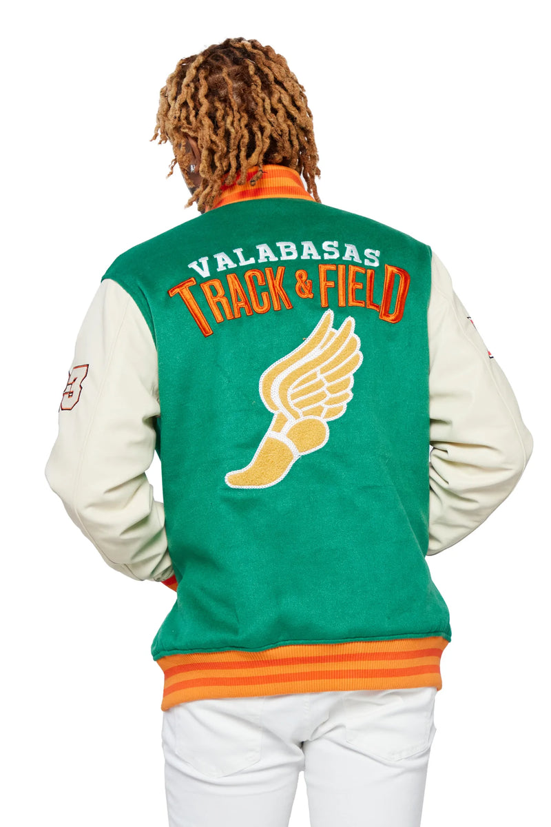 Valabasas “Track Team” Green Varsity Jacket