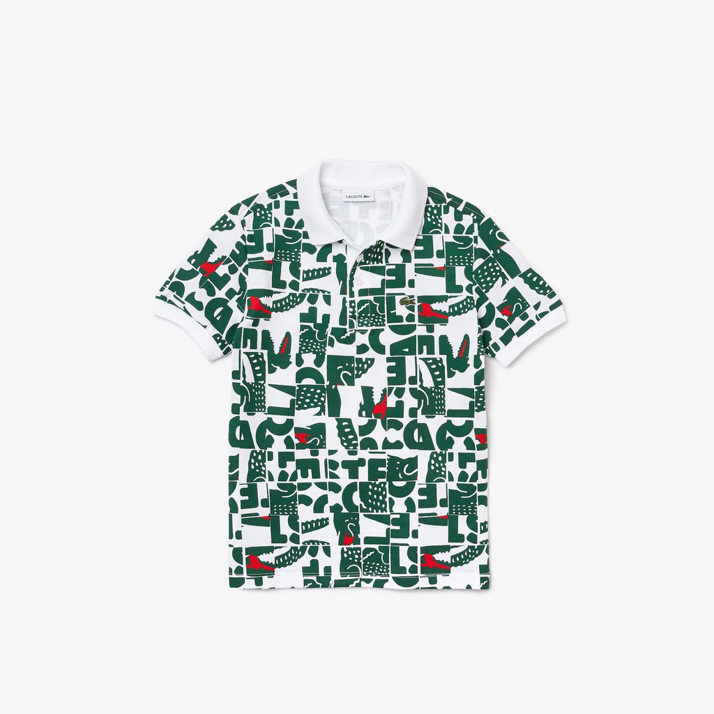 Lacoste Kids Heritage Print Polo (White/Green) – Era Clothing Store