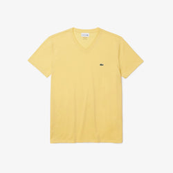 Lacoste V-Neck Pima Cotton Tee In Yellow