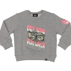 Kids Cry Now Play Later Sweater (Pink/White)