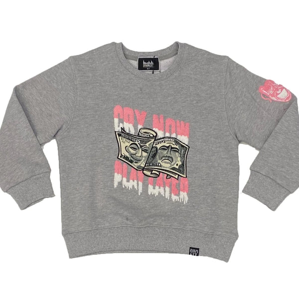 Kids Cry Now Play Later Sweater (Pink/White)