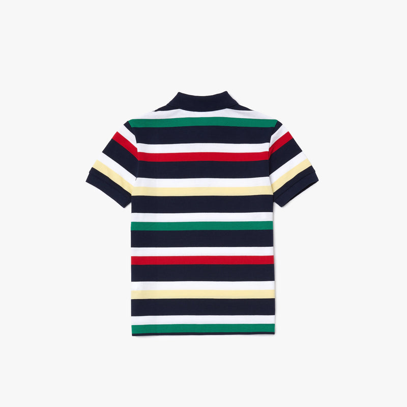 Lacoste Kids Striped Polo (White/Navy)