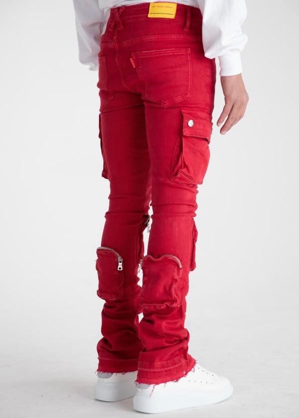 Pheelings “Never Look Back” Red Cargo Stacked Jeans