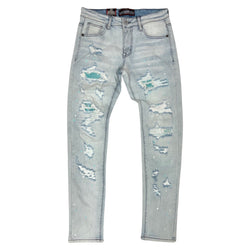 Denimicity Teal Reflective Patch Jeans (K106)