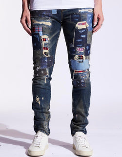Embellish NYC Silas Blue Patchwork Jeans (108)