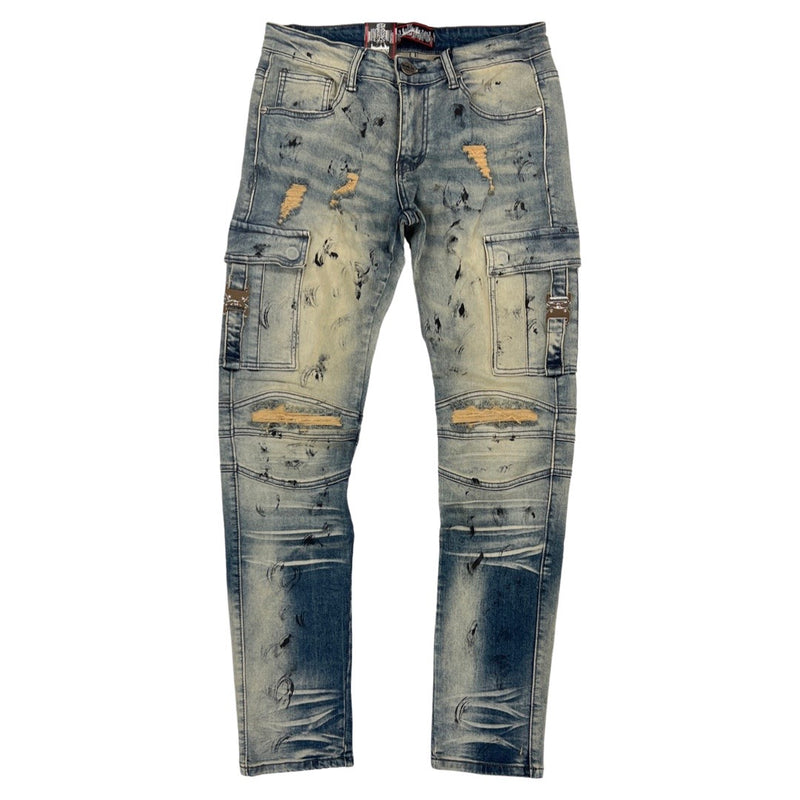 Denimicity Oil Dirty Wash Cargo Jeans (DNM-092)