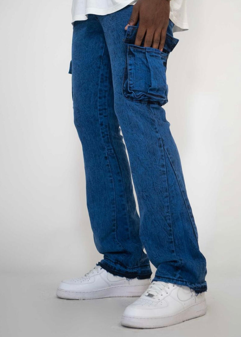 Golden Azul Syndicate Cargo Stacked Jeans